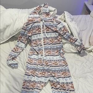 Ardene Kids Reindeer Pajama Set - Pink and White